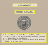 751-20b Afbeelding van het tegenzegel van een ridder Olivier van Axel, met toegevoegd de beschrijving door H. Obreen: ...