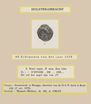 751-5 Afbeelding van het zegel van een schepen van Hulst, met toegevoegd de beschrijving door H. Obreen: ...