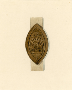 765 Het zegel van het klooster van de Drie Koningen te Zierikzee onder een brief (circa 1850)