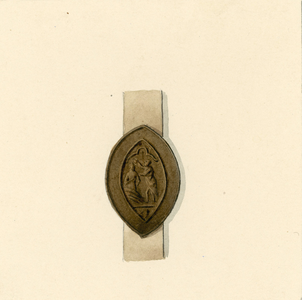 770 Het zegel van het Jacobijnen- of Predikherenklooster te Zierikzee onder een brief van de Predikheren (circa 1850)