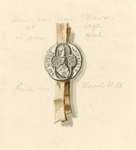 786 Het zegel van Claes van de Werve, met potloodaantekeningen van mr J. Verheye van Citters (circa 1800)