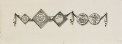 811 Drie dankstukken en één legpenning (voor- en achterzijde) op de bevrijding van Zeeland van het juk van de Spanjaarden