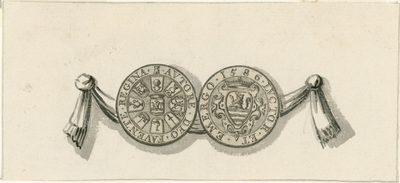 818 De legpenning (voor- en achterzijde), geslagen op last van de Staten van Zeeland voor de hulp van de Engelsen