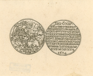 827 De penning (voor- en keerzijde) op de verovering van Sluis op de Spanjaarden door prins Maurits