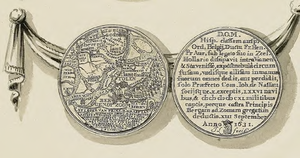 830-5 De penning (voor- en keerzijde), geslagen bij de overwinning van de Zeeuwen onder M. Hollare op de Spanjaarden in ...