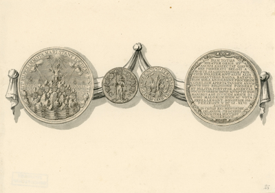 835 Twee gedenkpenningen en legpenningen (voor- en keerzijde), geslagen in Zeeland op de Grote vergadering, naar ...