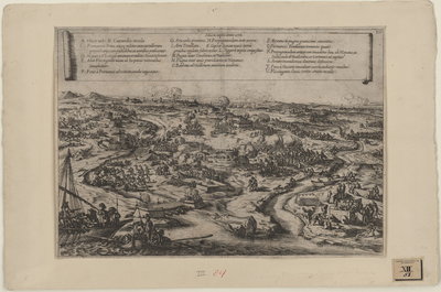 84 Het beleg en de inneming van de stad Sluis door de hertog van Parma, met de kampementen van de Spanjaarden, in ...