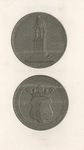 848 De penning (voor- en keerzijde), geslagen ter gelegenheid van de onthulling van het standbeeld van Michiel ...
