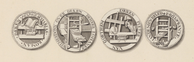 865-12 De penningen (voor- en keerzijde) van het Middelburgs boekdrukkers-, boekbinders- en verkopersgilde