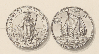 865-5 De penning (voor- en keerzijde) van het Middelburgs schippersgilde