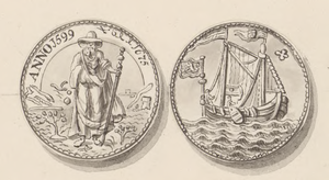 865-5 De penning (voor- en keerzijde) van het Middelburgs schippersgilde