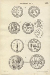 866-3 Middelburg 3. De penningen van Middelburgse gilden:13. houtzagers (1621); 14*. kleermakers (1623); 14. ...