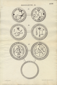 866-8 Middelburg 8. De penningen van Middelburgse gilden:35. schoenmakers (1662); 36. oude schoenmakers (1686); 47. ...