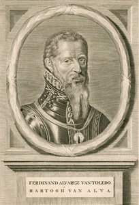 171 Ferdinand Alvarez de Toledo (Alva) (1508-1582), hertog, gouverneur der Nederlanden (1567-1573), in harnas, met ...