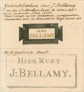 216 Grafzerk en gedenksteen voor Jacobus Bellamy (1757-1786), dichter te Vlissingen, in de Sint Nicolaaskerk te ...