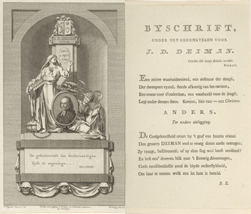 316 Afbeelding van het gedenkteken voor Johan Diederik Deiman, (Den Haag 9 april 1732 - Amsterdam 9 april 1783), ...