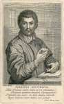 812 Janus Secundus (1511-1536), zoon van N. Everardi, Latijns dichter en graveur, staand voor tafel met boek en ...