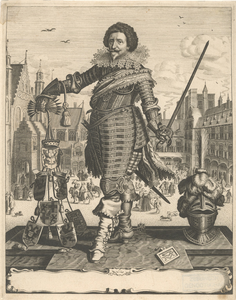 82 Frederik Hendrik (1584-1647), prins van Oranje, stadhouder van Holland, Zeeland enz. (1625-1647), geharnast, met ...