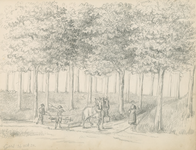1023-17 Landarbeiders bij een boomdijk bij Goes