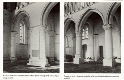 123-58 Travee en pijlers van de noordelijke zijbeuk van de Nederlandse Hervormde Sint Baafs kerk te Aardenburg