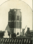 140-72 De toren van de Nederlandse Hervormde Sint Jacobskerk te Vlissingen na de brand van 5-9-1911