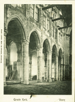 141-84 Groote Kerk. Veere. Het interieur van de Grote Kerk te Veere na verwijdering van de houten vloeren en herstel ...