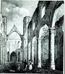 143-40 Het interieur van de afgebrande Grote of Sint Lievensmonsterkerk te Zierikzee gezien in de richting van het koor