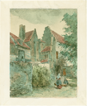 160 Kuiperspoort Middelburg / H. Cassiers. [c. 1938]. 1 prent : lithografie, in kleur ; 23,6 x 17,6 cm