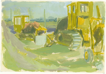 248 1961. Zandverwerking op de Veerse Gatdam, Vrouwenpolder / A. Mes. 1961. 1 tekening : gouache, in kleur ; 21 x 28,5 cm