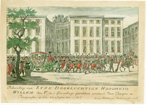 339 1787 september 20. Inhaaling van Zijne Doorluchtige Hoogheid Willem den V. in 's Gravenhage getrokken wordende door ...