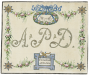 365 Gedenkstuk met letters: A.P.D. voor het huwelijk van Adriana Petronella Dormaar en Johannes Marinus van Niekerk, ...