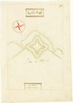 426 [Fort] Keiser Hooft. Schaal [c. 1:2.500]. [c. 1800]. 1 plattegrond : handschrift, in kleur, kopie ; 27,5 x 17,5 cm, ...