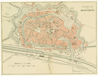 725 Plattegrond van Middelburg. Schaal 1:8.335. Middelburg , [c. 1898]. 1 plattegrond : steendruk ; 17 x 22,5 cm, blad ...
