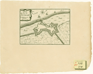 738 Plan du Fort de Terneuse. Schaal [1:7.500]. [c. 1700]. 1 plattegrond : kopergravure ; 10,4 x 15 cm, moet 10,8 x ...