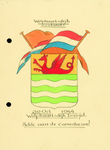 872 Wolphaartsdijk Zeeland. Het wapen van Wolphaartsdijk met Nederlandse vlag en Oranje vlag ter gelegenheid van de ...