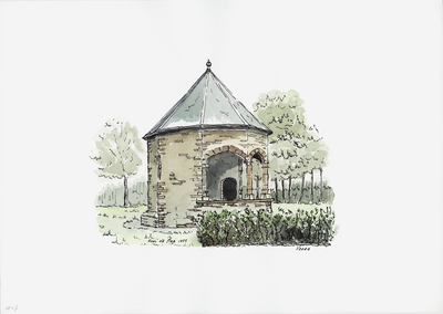 964-1047 De overdekte waterput, cisterne, tegenover de Grote kerk te Veere.