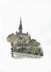 964-1058 Gezicht op het stadhuis van Veere.