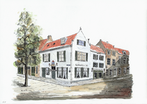 964-1619 Het pannekoekenhuis aan de noordzijde van het Oostkerkplein te Middelburg.