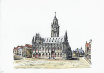 964-1864 Het stadhuis aan de Grote Markt te Middelburg.