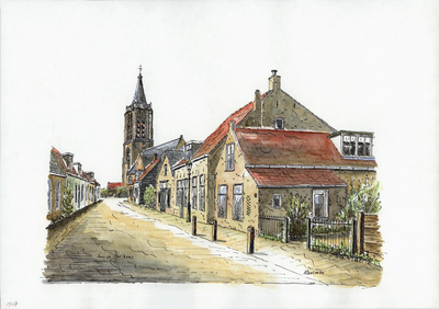 964-1948 Gezicht op Kloetinge met de Nederlandse Hervormde Geerteskerk.