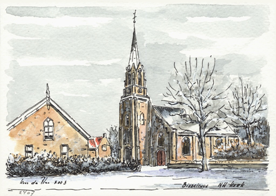 964-2407 De Nederlandse Hervormde kerk te Biezelinge.