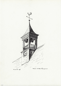 964-241 Het torentje van de Nederlandse Hervormde kerk te Vrouwenpolder.