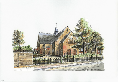 964-2576 Kerkgebouw van de Gereformeerde Gemeente te Krabbendijke.