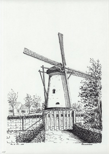 964-258 De molen te Nieuwerkerk.