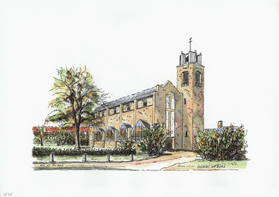 964-2595 De Nederlandse Hervormde kerk te Oostburg.