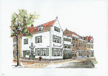 964-2743 Het pannekoekenhuis aan de noordzijde van het Oostkerkplein te Middelburg.