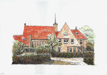 964-2756 De voormalige Gereformeerde kerk en pastorie aan de Westwal te Goes.