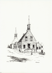 964-421 Gezicht op het voormalige gemeentehuis en de Nederlandse Hervormde kerk te Biervliet