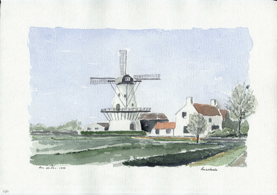 964-481 Gezicht op de molen van Koudekerke