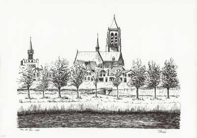 964-514 Gezicht op de Nederlandse Hervormde kerk en het stadhuis te Tholen
